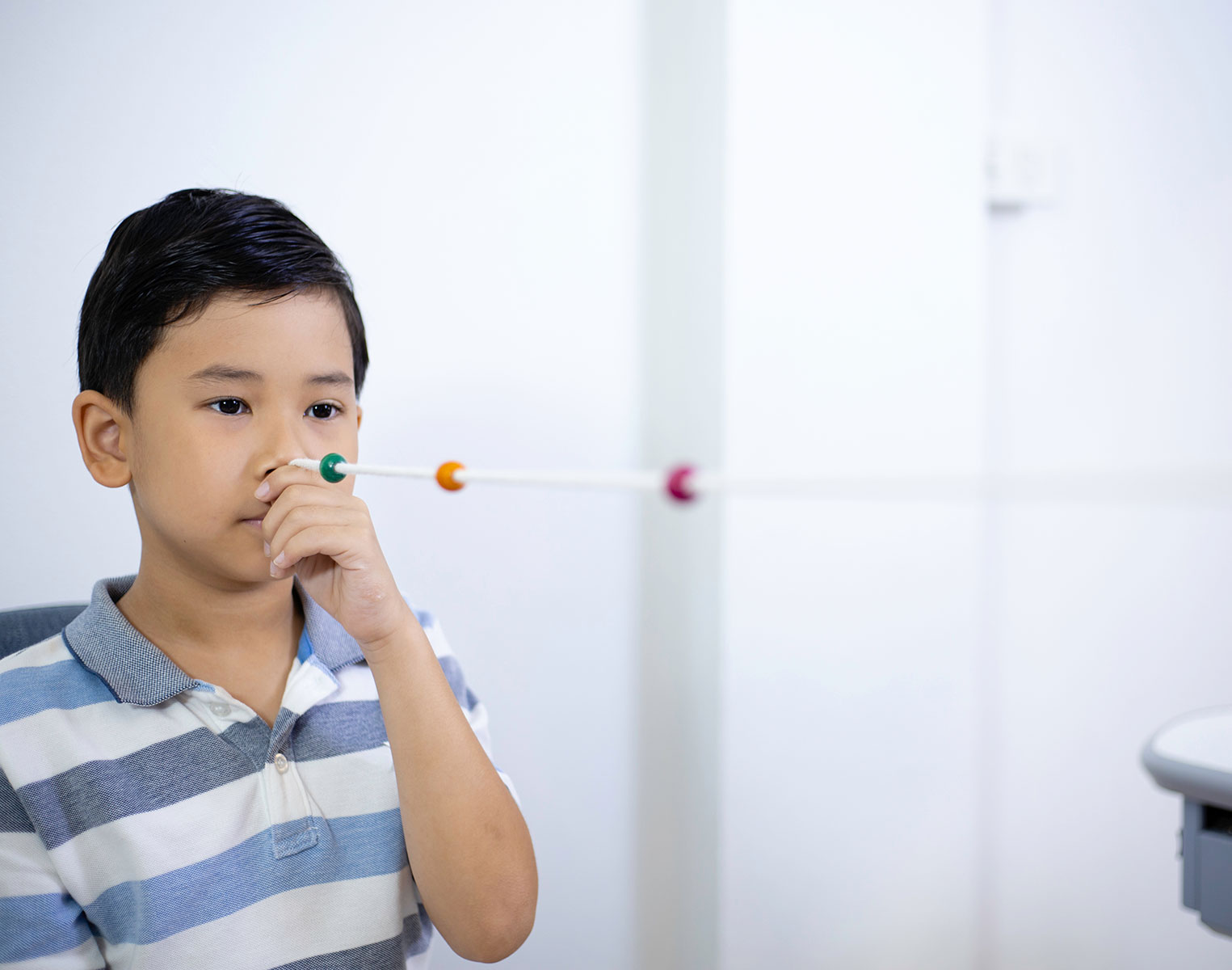 Boy getting an eye exam